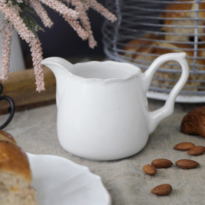 Elise Milk Jug - White Jug Scroll Handle